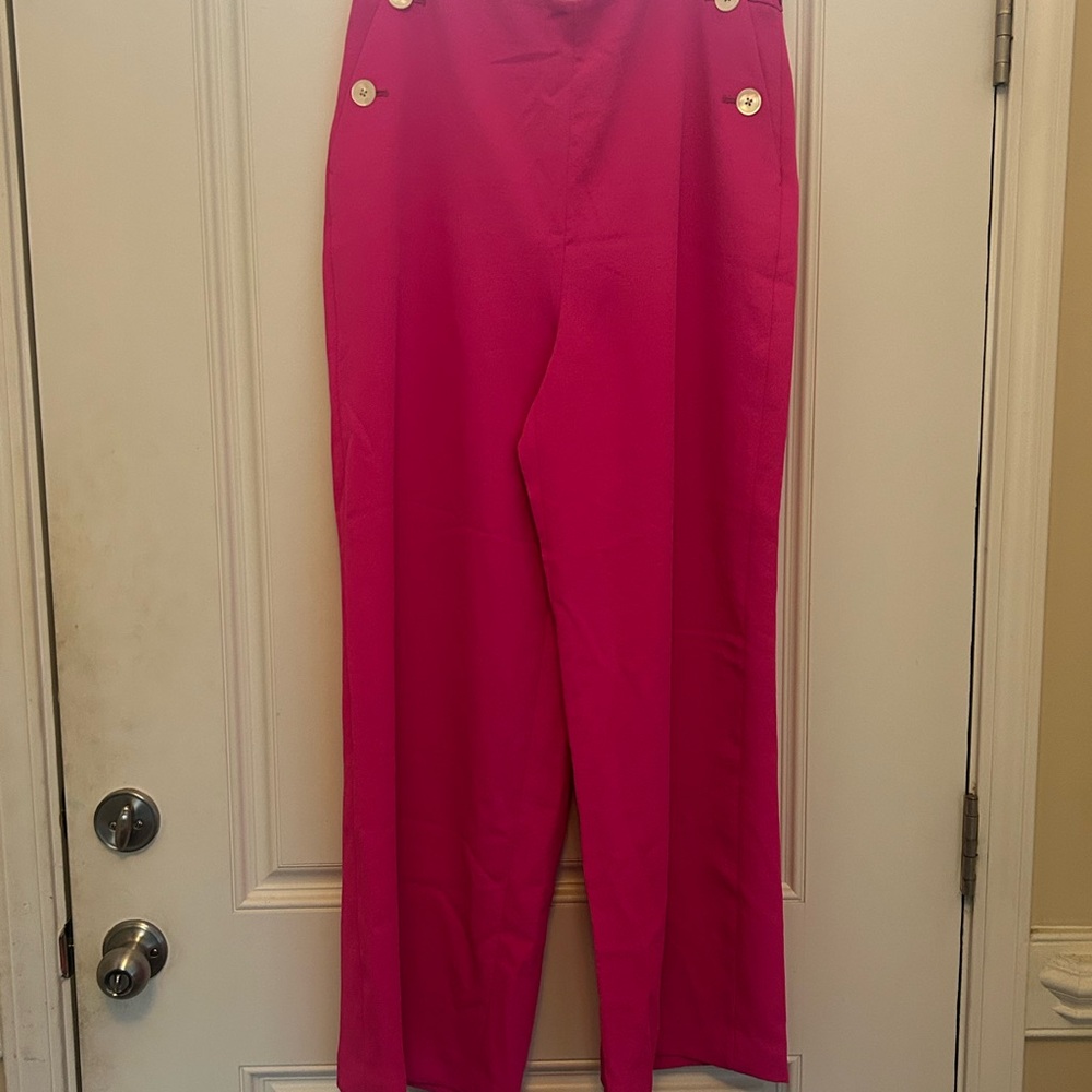 J. Crew Bright Pink Wide Leg Pants